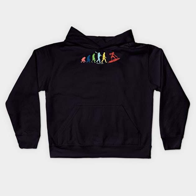 Evolution Of Surfing Kids Hoodie by YouthfulGeezer